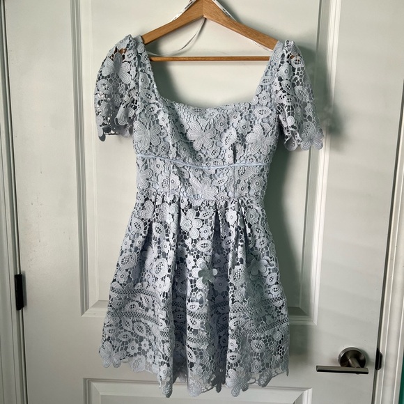 ✨Self Portrait Women's Blue Guipure Lace Mini Dress - Picture 2 of 10